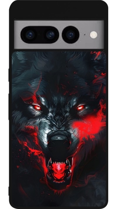 Coque Google Pixel 7 Pro - Silicone rigide noir Halloween 2024 mad werewolf