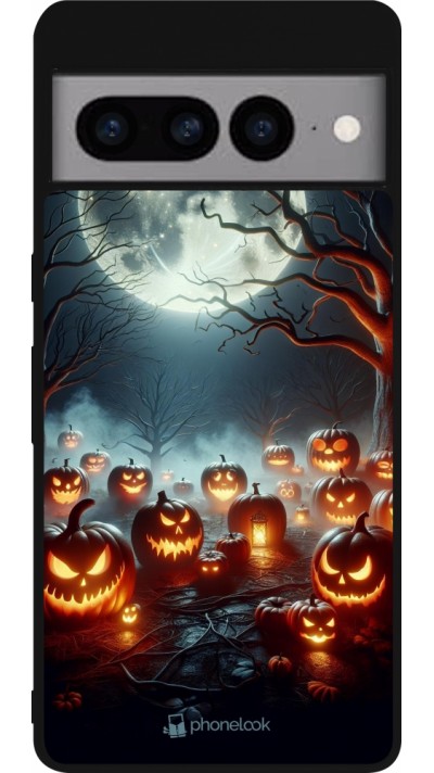 Coque Google Pixel 7 Pro - Silicone rigide noir Halloween 2024 Many Pumpkins