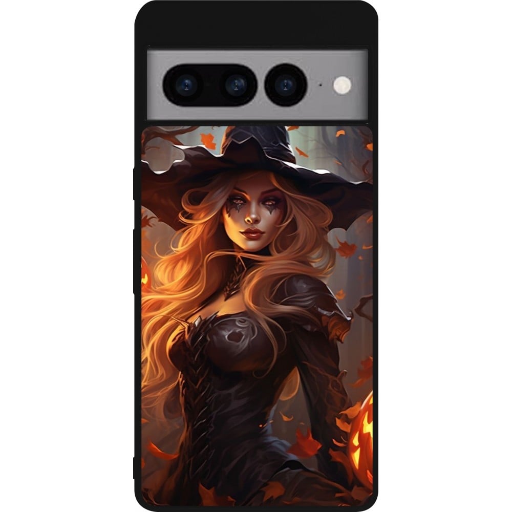 Coque Google Pixel 7 Pro - Silicone rigide noir Halloween 2024 sexy witch