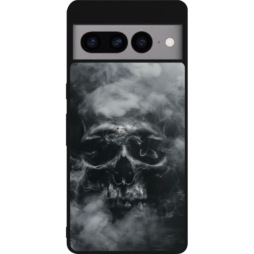 Coque Google Pixel 7 Pro - Silicone rigide noir Halloween 2024 smoky skull