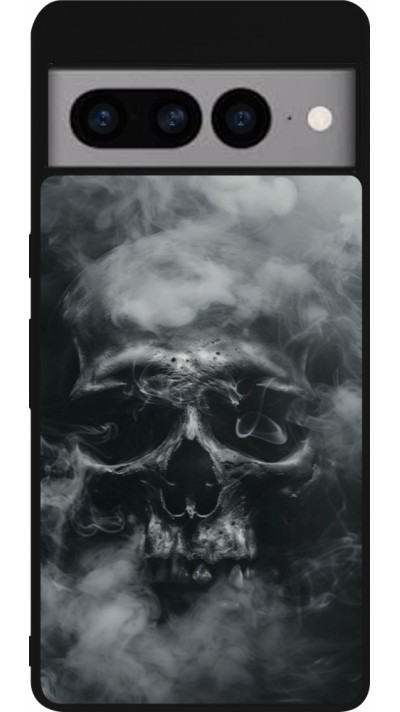 Coque Google Pixel 7 Pro - Silicone rigide noir Halloween 2024 smoky skull