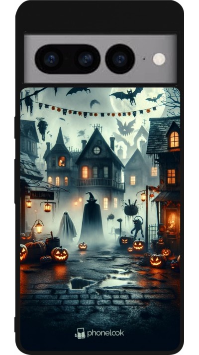 Coque Google Pixel 7 Pro - Silicone rigide noir Halloween Spookville