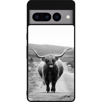 Coque Google Pixel 7 Pro - Silicone rigide noir Highland cattle