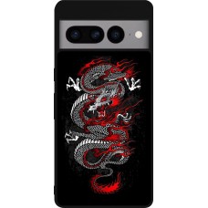 Coque Google Pixel 7 Pro - Silicone rigide noir Japanese style Dragon Tattoo Red Black