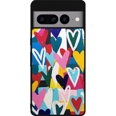 Coque Google Pixel 7 Pro - Silicone rigide noir Joyful Hearts