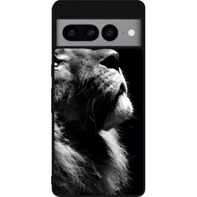 Coque Google Pixel 7 Pro - Silicone rigide noir Lion looking up