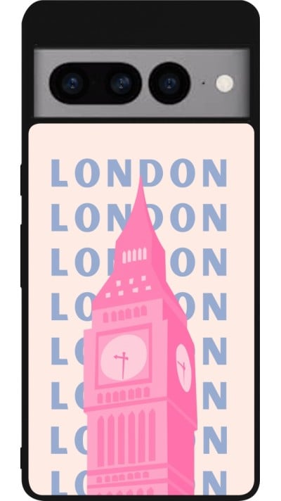 Coque Google Pixel 7 Pro - Silicone rigide noir London Pink Print