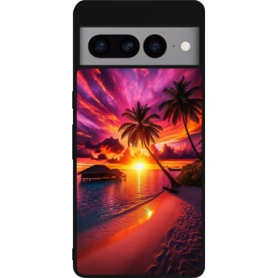 Coque Google Pixel 7 Pro - Silicone rigide noir Maldives Dusk Bliss