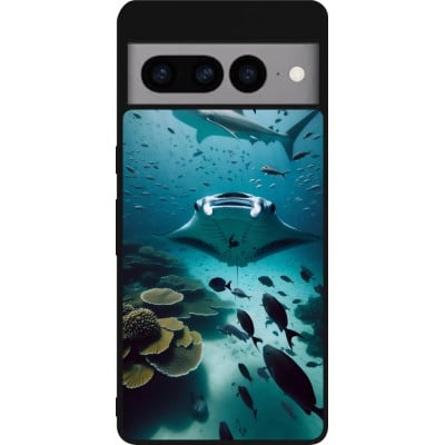 Coque Google Pixel 7 Pro - Silicone rigide noir Manta Lagon Nettoyage