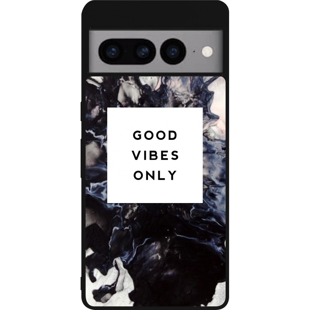 Coque Google Pixel 7 Pro - Silicone rigide noir Marble Good Vibes Only