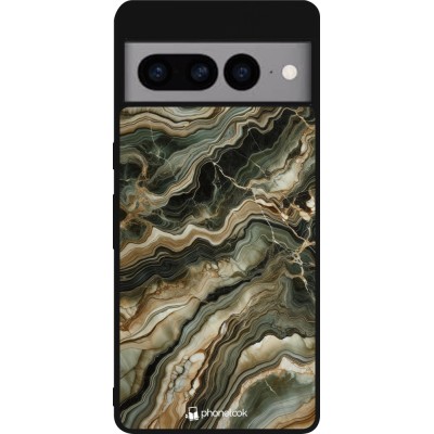 Coque Google Pixel 7 Pro - Silicone rigide noir Marbre Olive