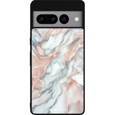 Coque Google Pixel 7 Pro - Silicone rigide noir Marbre Rose Lumineux