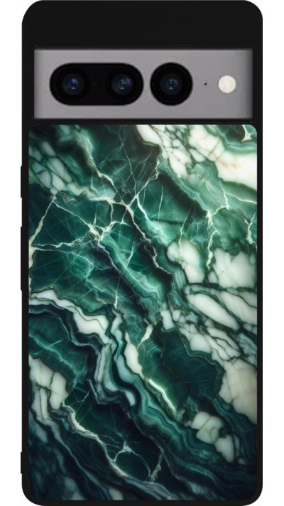 Coque Google Pixel 7 Pro - Silicone rigide noir Marbre vert majestueux