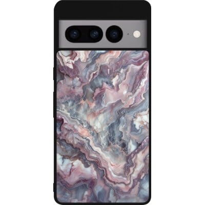 Coque Google Pixel 7 Pro - Silicone rigide noir Marbre violette argentée