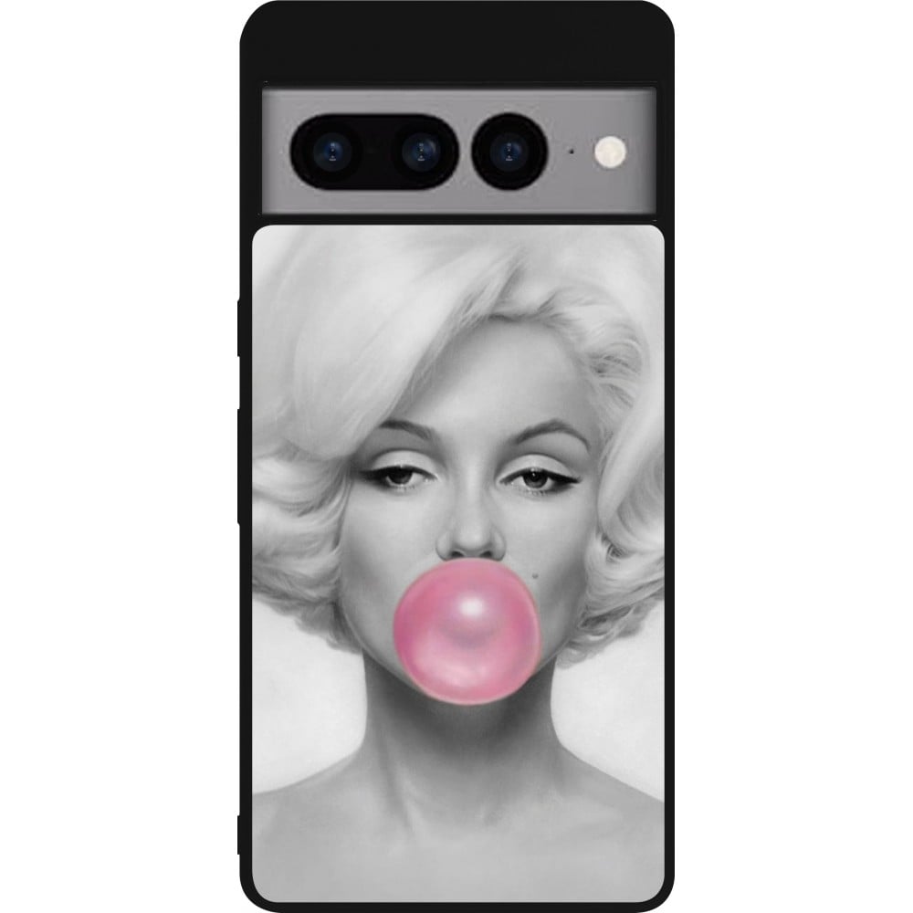 Coque Google Pixel 7 Pro - Silicone rigide noir Marilyn Bubble