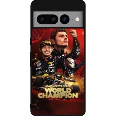 Coque Google Pixel 7 Pro - Silicone rigide noir Max Verstappen Champion 2023