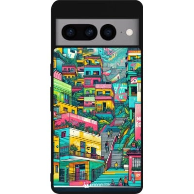 Coque Google Pixel 7 Pro - Silicone rigide noir Medellin Comuna 13 Art