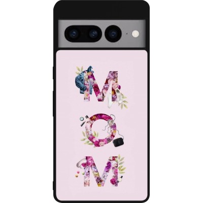 Coque Google Pixel 7 Pro - Silicone rigide noir Mom 2024 girly mom