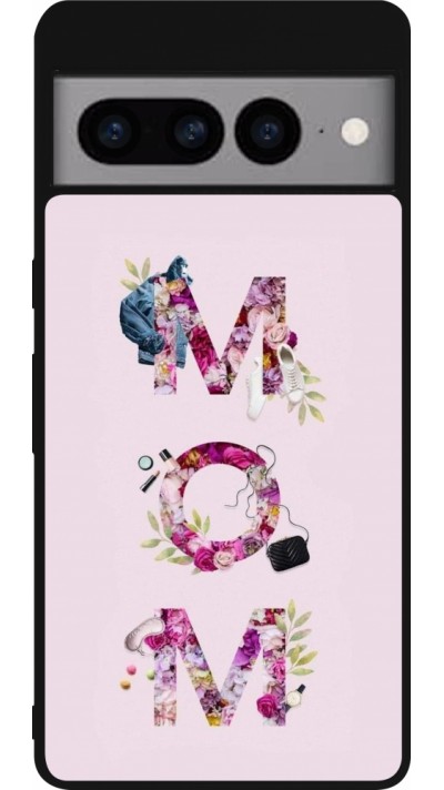 Coque Google Pixel 7 Pro - Silicone rigide noir Mom 2024 girly mom