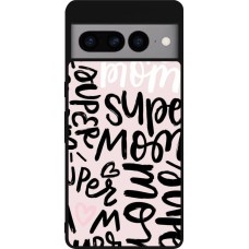 Coque Google Pixel 7 Pro - Silicone rigide noir Mom 2024 Super mom