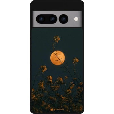 Coque Google Pixel 7 Pro - Silicone rigide noir Moon Flowers