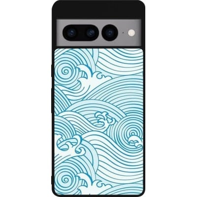 Coque Google Pixel 7 Pro - Silicone rigide noir Ocean Waves