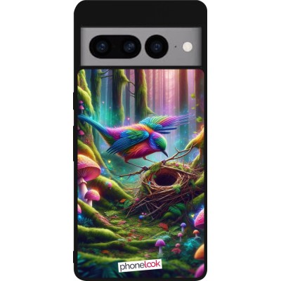 Coque Google Pixel 7 Pro - Silicone rigide noir Oiseau Nid Forêt