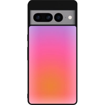 Coque Google Pixel 7 Pro - Silicone rigide noir Orange Pink Blue Gradient