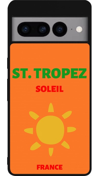 Coque Google Pixel 7 Pro - Silicone rigide noir Pop Summer Destination St-Tropez