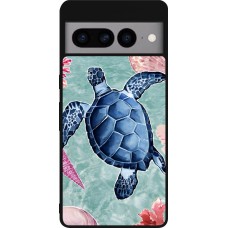 Coque Google Pixel 7 Pro - Silicone rigide noir Preppy Turtle