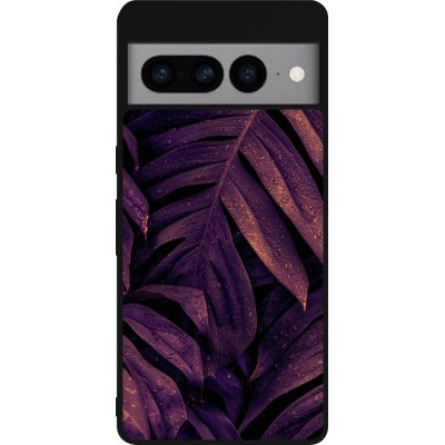 Coque Google Pixel 7 Pro - Silicone rigide noir Purple Light Leaves