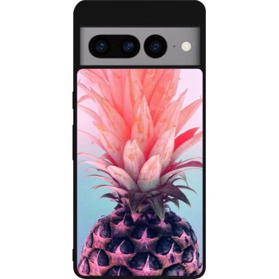 Coque Google Pixel 7 Pro - Silicone rigide noir Purple Pink Pineapple