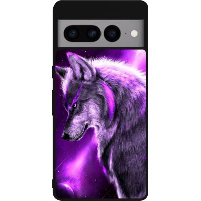 Coque Google Pixel 7 Pro - Silicone rigide noir Purple Sky Wolf