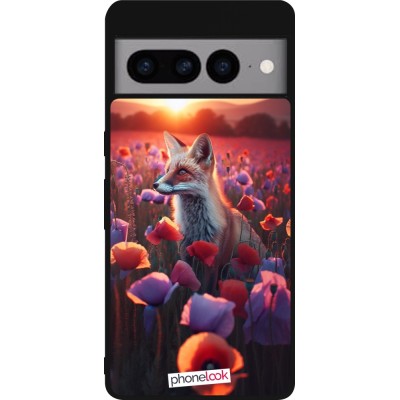 Coque Google Pixel 7 Pro - Silicone rigide noir Renard pourpre au crépuscule