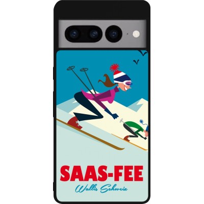 Coque Google Pixel 7 Pro - Silicone rigide noir Saas-Fee Ski Downhill