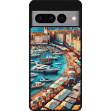 Coque Google Pixel 7 Pro - Silicone rigide noir Saint-Tropez Beach