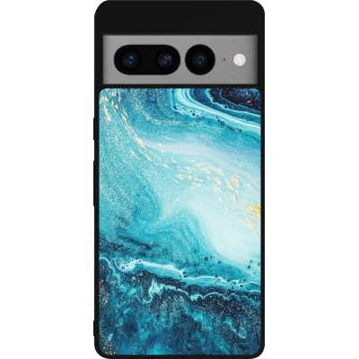 Coque Google Pixel 7 Pro - Silicone rigide noir Sea Foam Blue