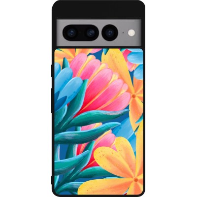 Coque Google Pixel 7 Pro - Silicone rigide noir Spring 23 colorful flowers