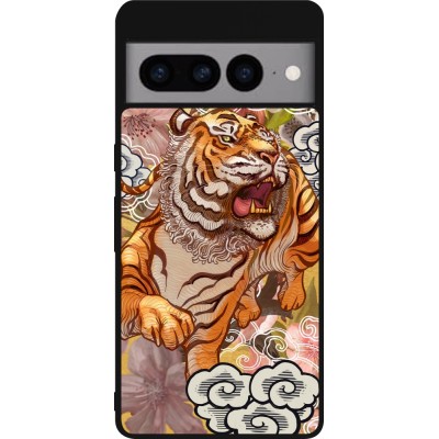 Coque Google Pixel 7 Pro - Silicone rigide noir Spring 23 japanese tiger