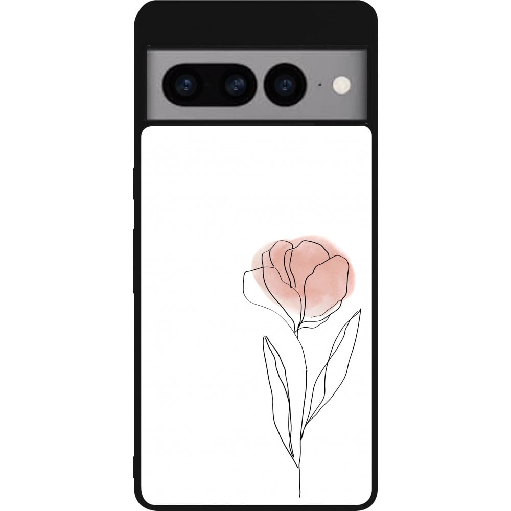 Coque Google Pixel 7 Pro - Silicone rigide noir Spring 23 minimalist flower