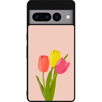 Coque Google Pixel 7 Pro - Silicone rigide noir Spring 23 tulip trio