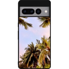 Coque Google Pixel 7 Pro - Silicone rigide noir Summer 2023 palm tree vibe