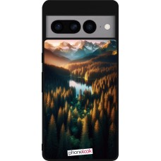 Coque Google Pixel 7 Pro - Silicone rigide noir Sunset Forest Lake