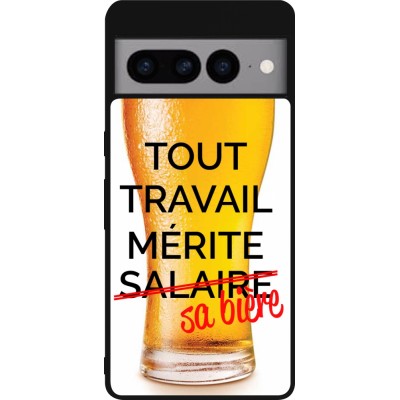 Coque Google Pixel 7 Pro - Silicone rigide noir Tout travail mérite sa bière