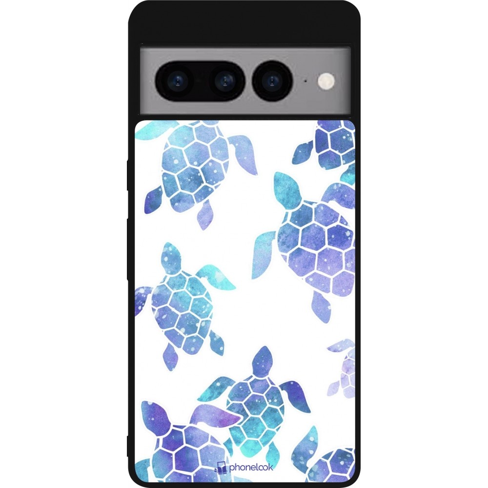 Coque Google Pixel 7 Pro - Silicone rigide noir Turtles pattern watercolor