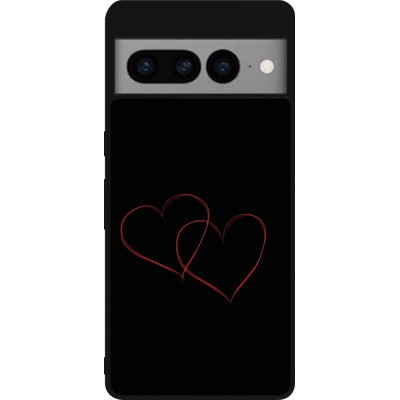 Coque Google Pixel 7 Pro - Silicone rigide noir Valentine 2023 attached heart