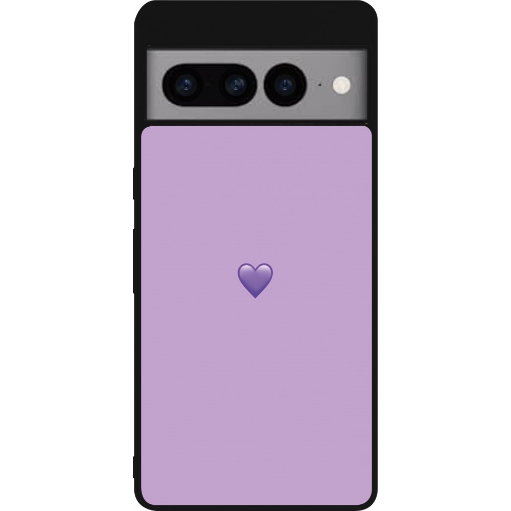 Coque Google Pixel 7 Pro - Silicone rigide noir Valentine 2023 purpule single heart