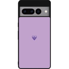 Coque Google Pixel 7 Pro - Silicone rigide noir Valentine 2023 purpule single heart