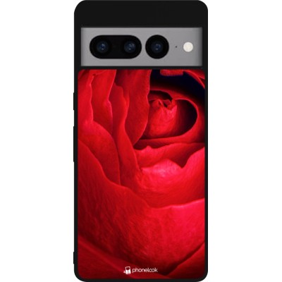 Coque Google Pixel 7 Pro - Silicone rigide noir Valentine 2022 Rose