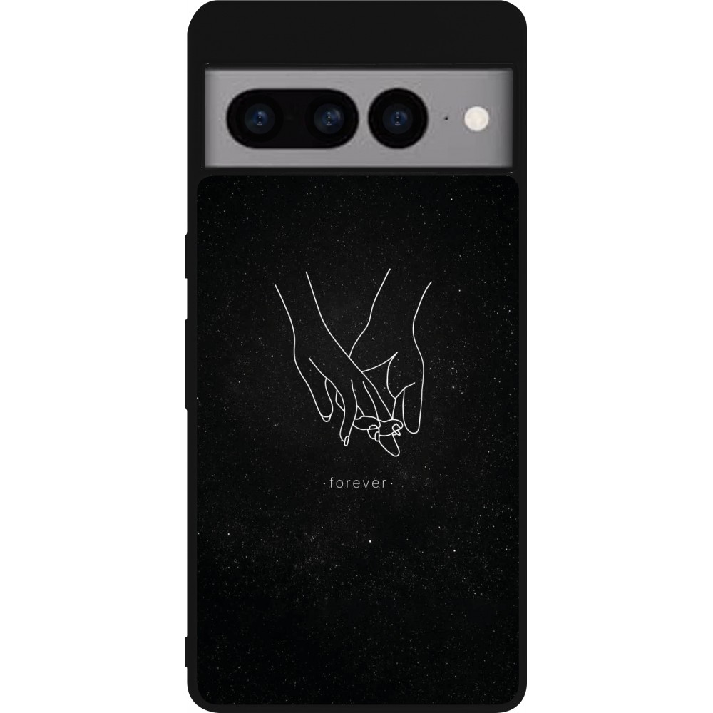 Coque Google Pixel 7 Pro - Silicone rigide noir Valentine 2023 hands forever